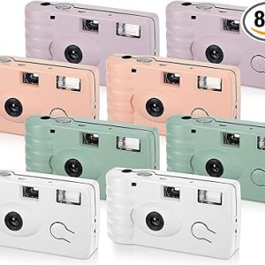 LEIFIDE 8 Pcs Disposable Camera Bulk for Wedding Single Use One Time 35mm Camera with Flash Color Film for Photography Anniversary Travel Camp Party Supplies(Cute Color)